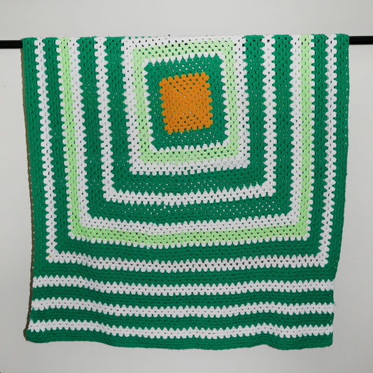 green crochet blanket
