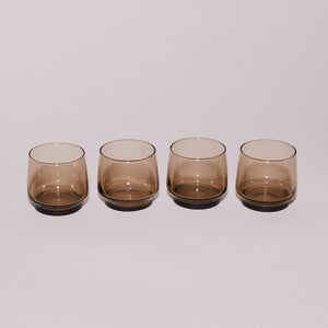 4 x stackable amber whisky glasses