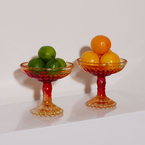 carnival glass fruit pedestal