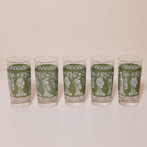 cherry blossom motif cocktail glasses by jeannette glass⁠