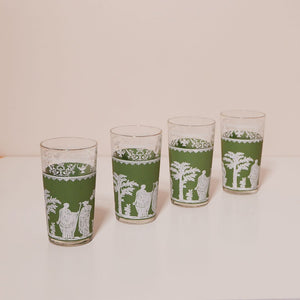 grecian motif cocktail glasses by jeannette glass⁠