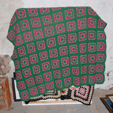 pink + green crochet blanket black dot shops