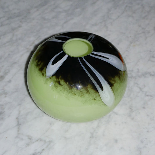 Vintage Large Round Green Bubble Glass Vase