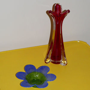 red swung glass vase