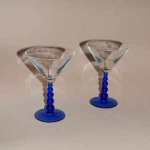 A Set Of 4 Cobalt Blue Coloured Base And Stems Martini Glasses