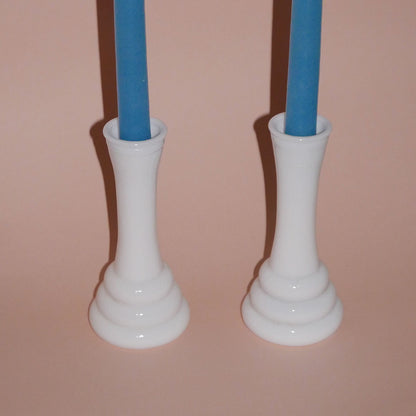 milk glass round candle holder