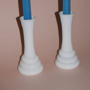 milk glass round candle holder