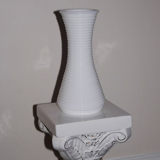 milk glass ribbed vase