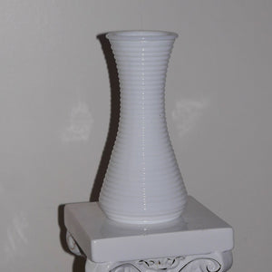 milk glass ribbed vase