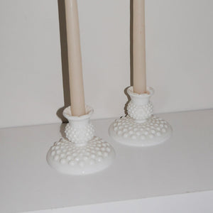 milk glass candle holder set