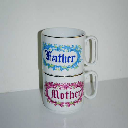 mother & father mugs vintage black dot shops