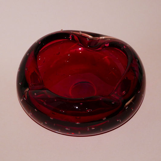 murano cranberry dish toronto vintage