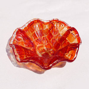 red vintage glass bowl