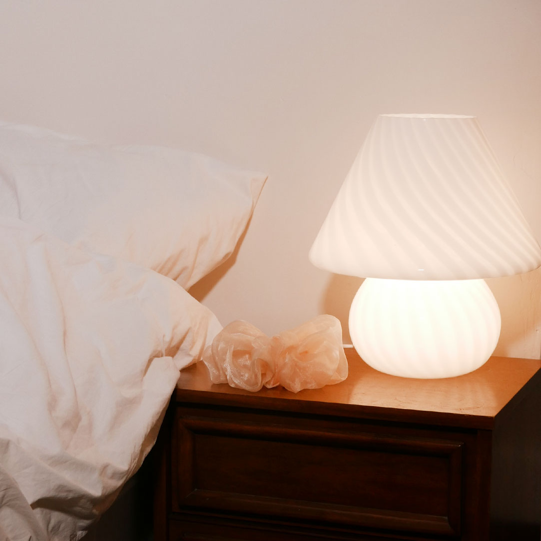 handblown twisted murano mushroom lamp