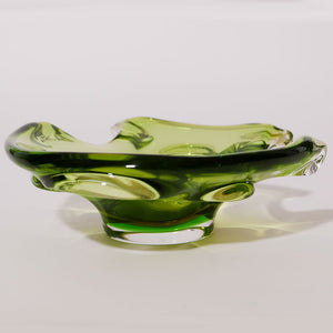 olive green murano cut out bowl