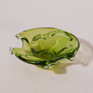 olive green murano cut out bowl