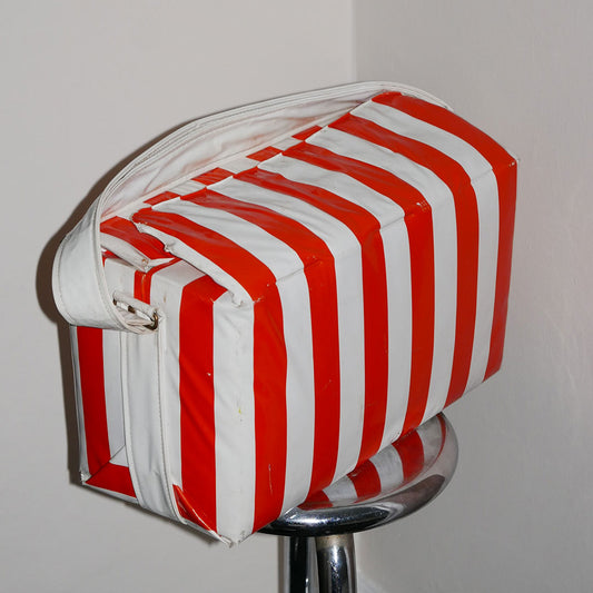 retro vinyl cooler bag orange and white