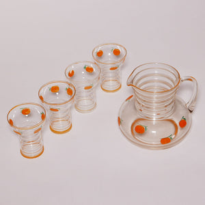 hand painted orange juice set