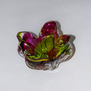 pink & green murano art glass catchall