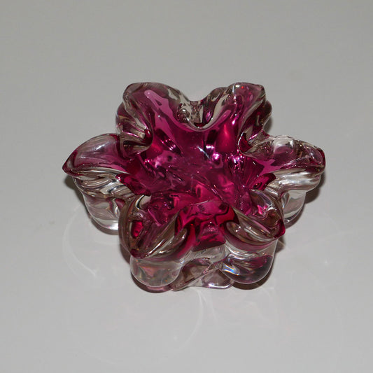 magenta murano art glass catchall