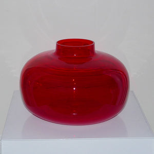 red mcm glass vase