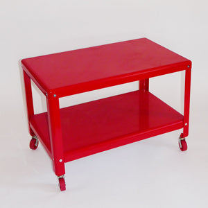 red rolling cart