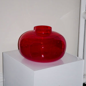red mcm glass vase