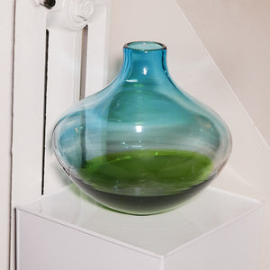 aqua and green blub vase