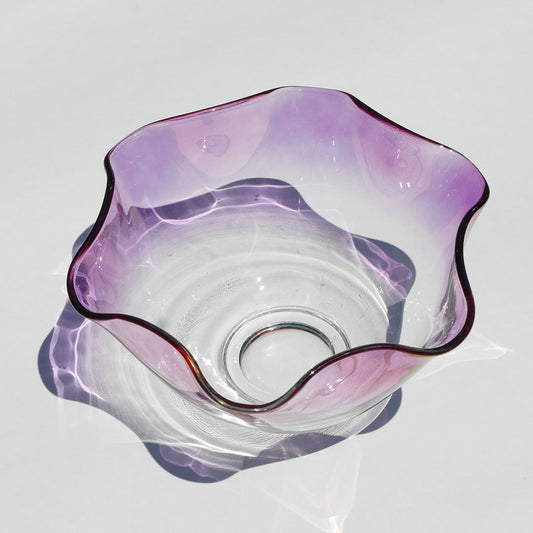 vintage ruffled pink fruit bowl