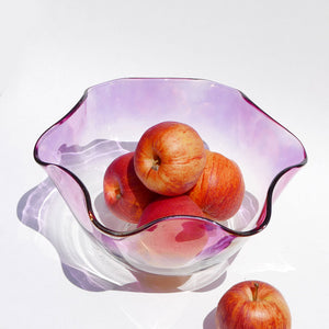 vintage ruffled pink fruit bowl