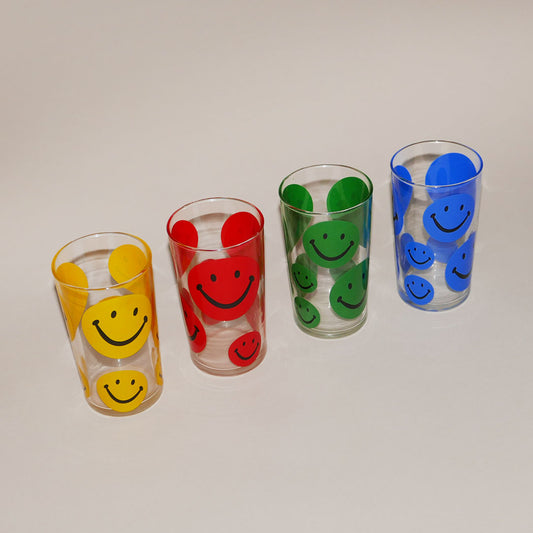 4x colourful smiley tumblers