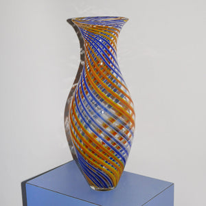 striped glass vase