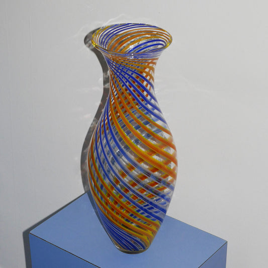 striped glass vase