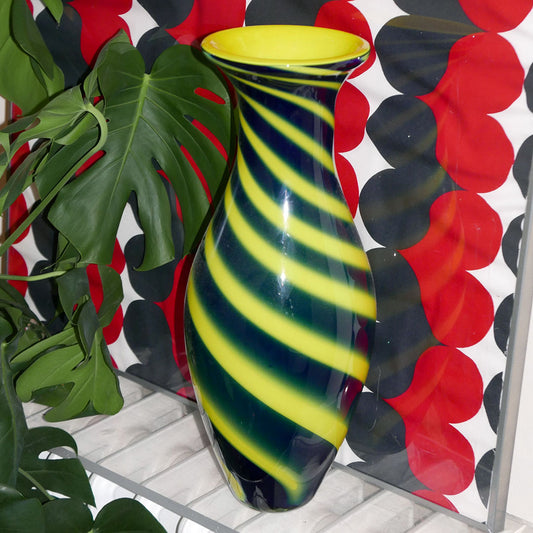 striped blown glass vase