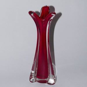 red swung glass vase