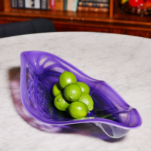 purple art glass serving dish