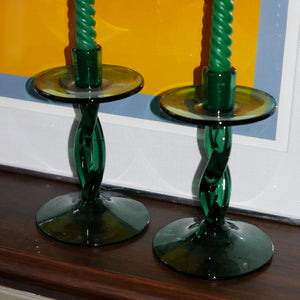 twist stem glass candle holders