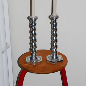twisted chrome candle holders