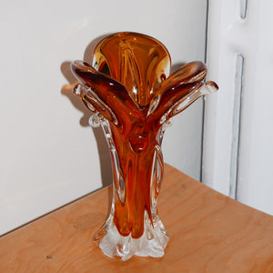 amber murano glass vase