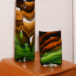 set of mcm hand blown glass vases
