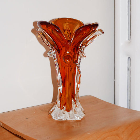 amber murano glass vase