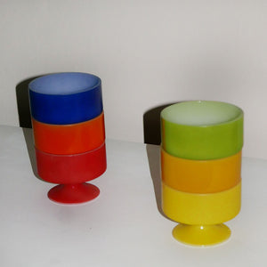 vintage rainbow glass cup set