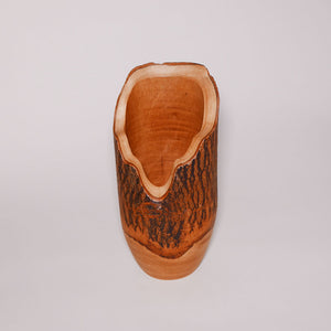 wood bark vase: large w melted opening